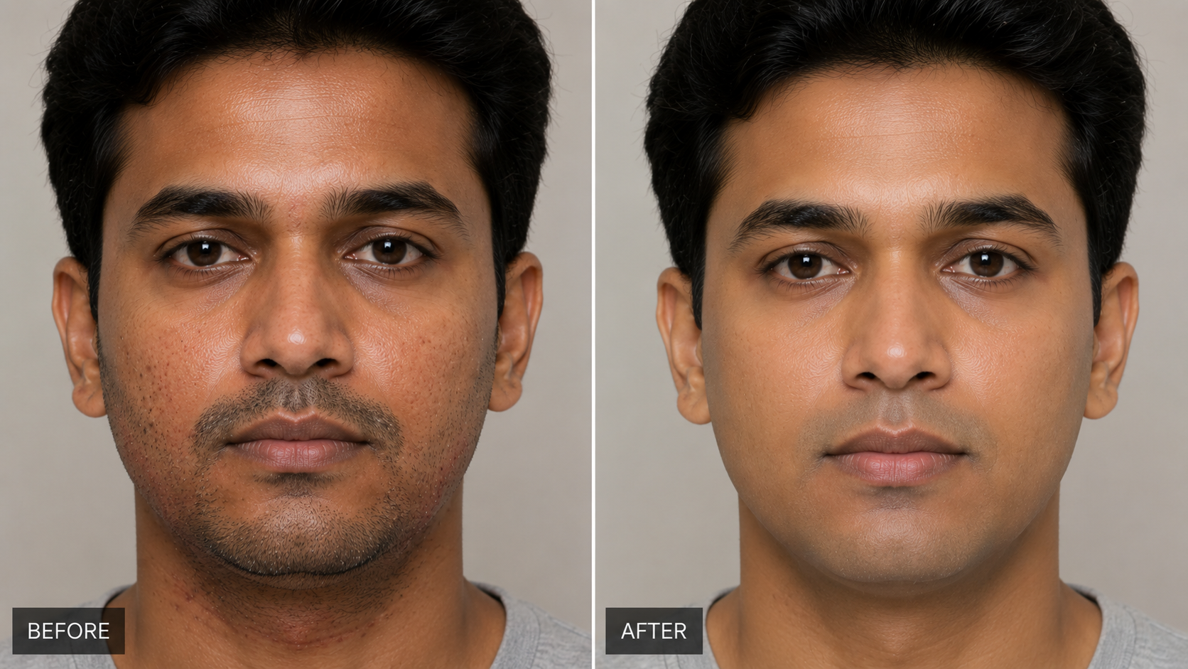 Men's Skin before and after